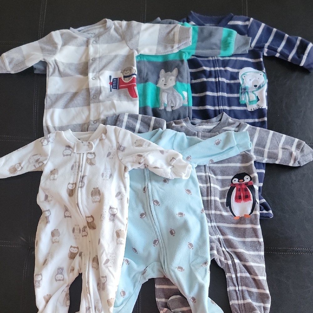 Carter's Blue, Gray, and White Animal Print Footies